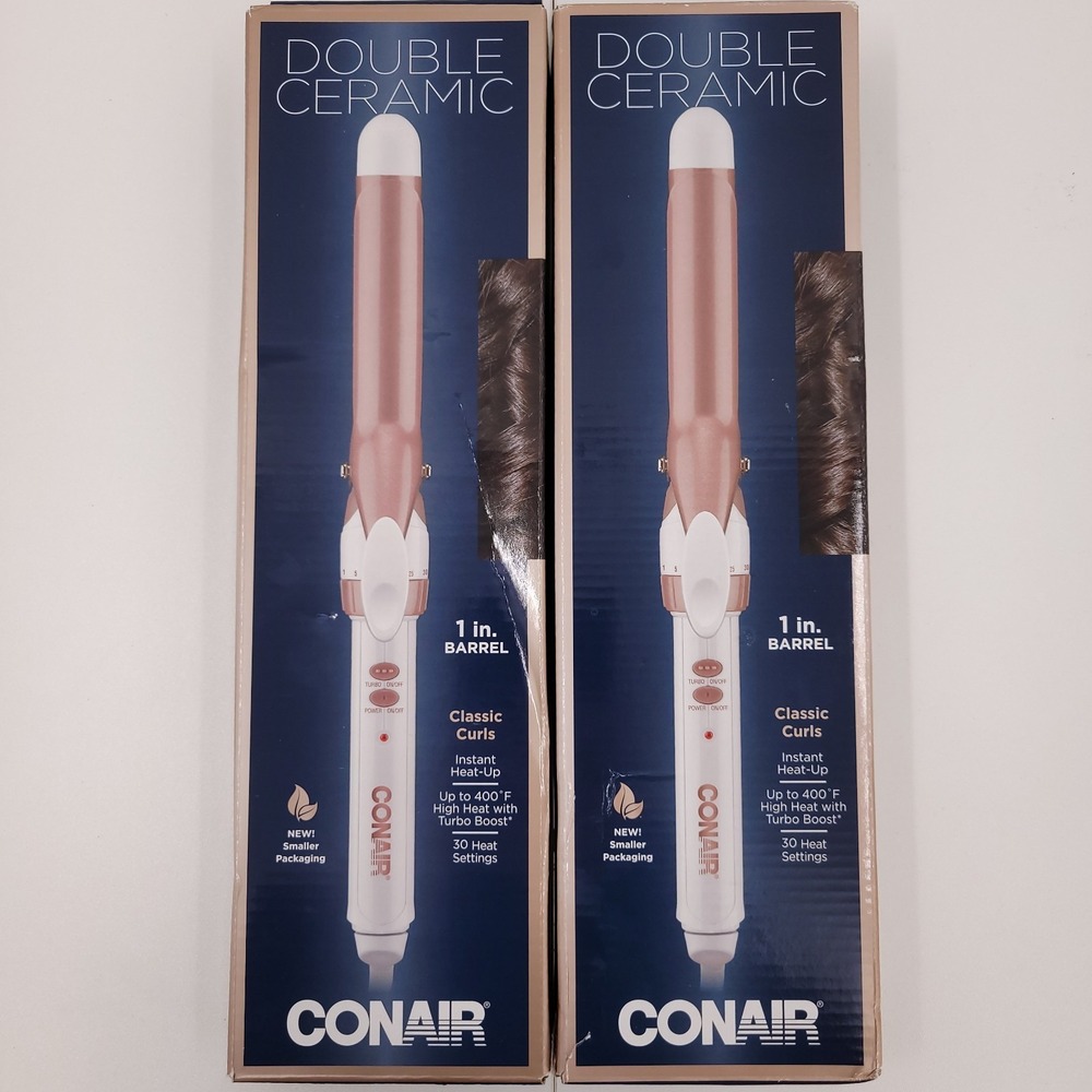 Conair Double Ceramic 1" Barrel Classic Curling Iron Set of 2 CD701GN *Open Box*